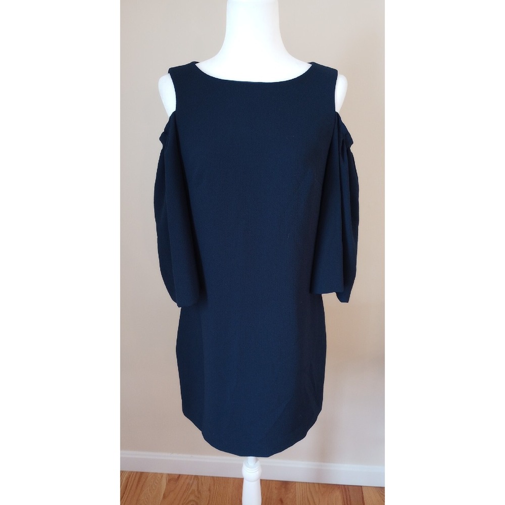 Trina Turk Cold Shoulder Fluted Sleeve Sheath Dress Navy Blue Size:4 NWOT